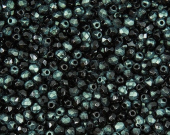 100pcs 3mm Jet Black Czech Glass Beads - Faceted Fire Polished Beads For Jewelry Making - View #2