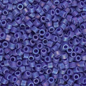 10g 10/0 Miyuki Delica, Matted Opaque Cobalt AB (DBM0880), Japanese Seed Beads (10DE063)