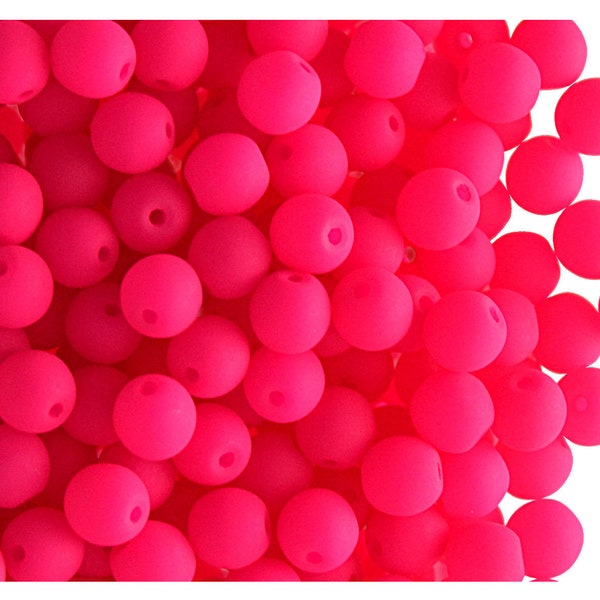 100pcs 4mm Czech Glass Round Pressed Beads ESTRELA NEON (UV Active) Pink (nr25123-4)