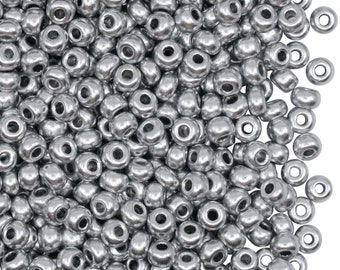 20g 6/0 Preciosa Czech Glass Seed Beads, Silver Aluminum (6SB024)