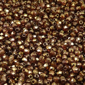 100 Stück Tschechische feuerpolierte facettierte Glasperlen 3mm Crystal Senegal Braun-Violett (3FP040-K)