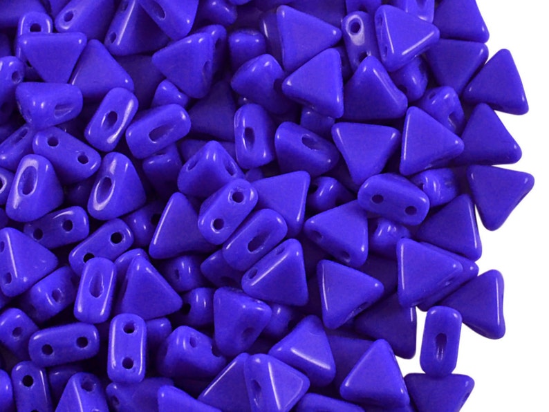 6mm Opaque Blue czech pressed 2-holeglass beads KP005 Triangle 50pcs Kheops Par Puca Beads