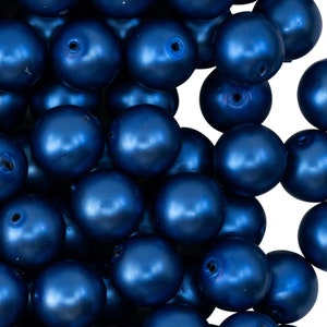30pcs Czech Glass Pearl Beads Round 8mm Blue Matte (8RPP026)