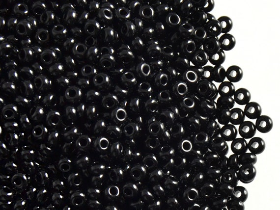 Czech Seed Beads Size 8/0 - Opaque Black (Approx. 1/2 LB , 2