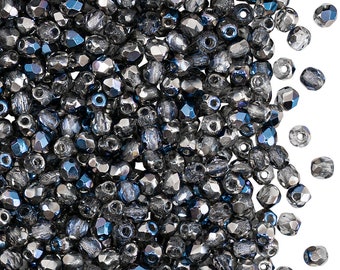 100 cuentas de vidrio facetadas checas pulidas al fuego, redondas, de 3 mm, con revestimiento de cristal al vacío (3FP070)