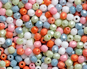 25 g (0,88 oz) Mix of Faceted Fire Polished Beads 3 mm, 5 Сolors Tender Assorted, Czech Glass (3MFP502-625p)