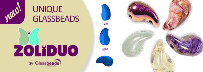 4 x 20 perline di vetro ceco ZoliDuo, 5 x 8 mm, 2 colori in versione destra e sinistra, alabastro pastello e alabastro petrolio