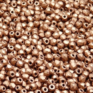 100pcs Czech Fire Polished Faceted Glass Beads Round 3mm Crystal Bronze Copper (3FP060)