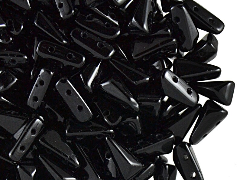 30pcs Vexolo 2-hole Pressed Beads 5x8mm VX022 Czech Glass Jet Black