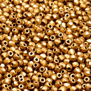 100pcs Czech Fire Polished Faceted Glass Beads Round 3mm Crystal Bronze Gold (3FP058)