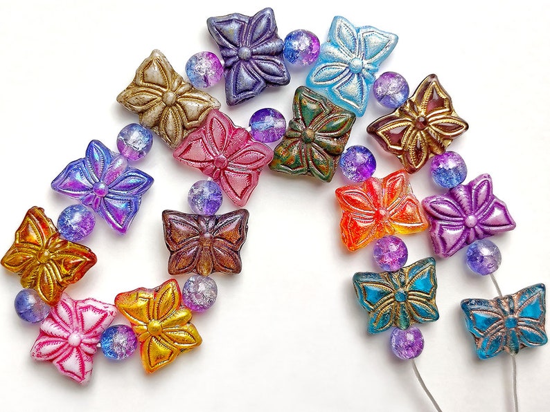 15 pcs Butterfly Beads 15x12 mm, Mix, Czech Glass BTFMIX image 5