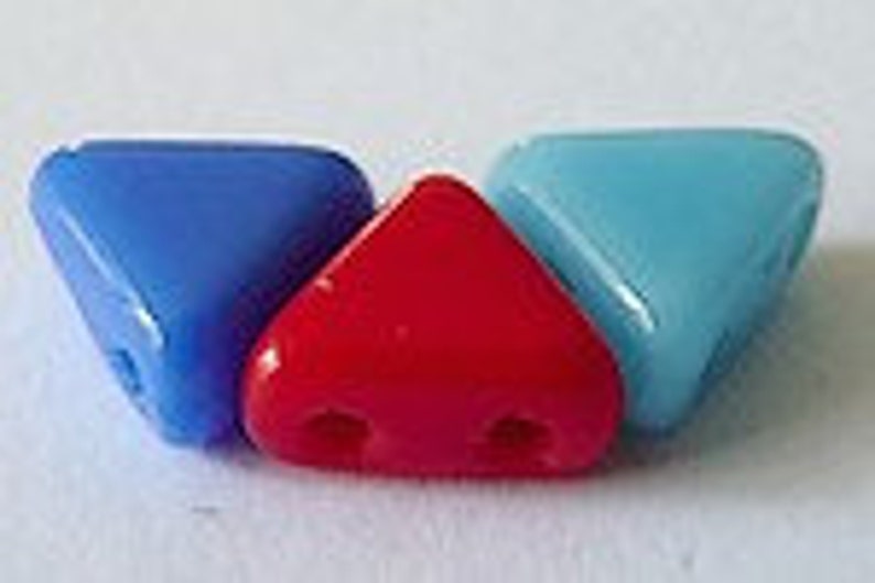 6mm Opaque Blue czech pressed 2-holeglass beads KP005 Triangle 50pcs Kheops Par Puca Beads