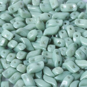 50 Beads Spiky Button Beads 4.5x6.5mm Chalk White Mint Luster Czech Glass 03000-14457