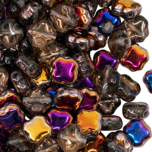 50 pcs Four Pointed Star Beads 7x7x4 mm, Crystal Sliperit, Czech Glass (PRB064)