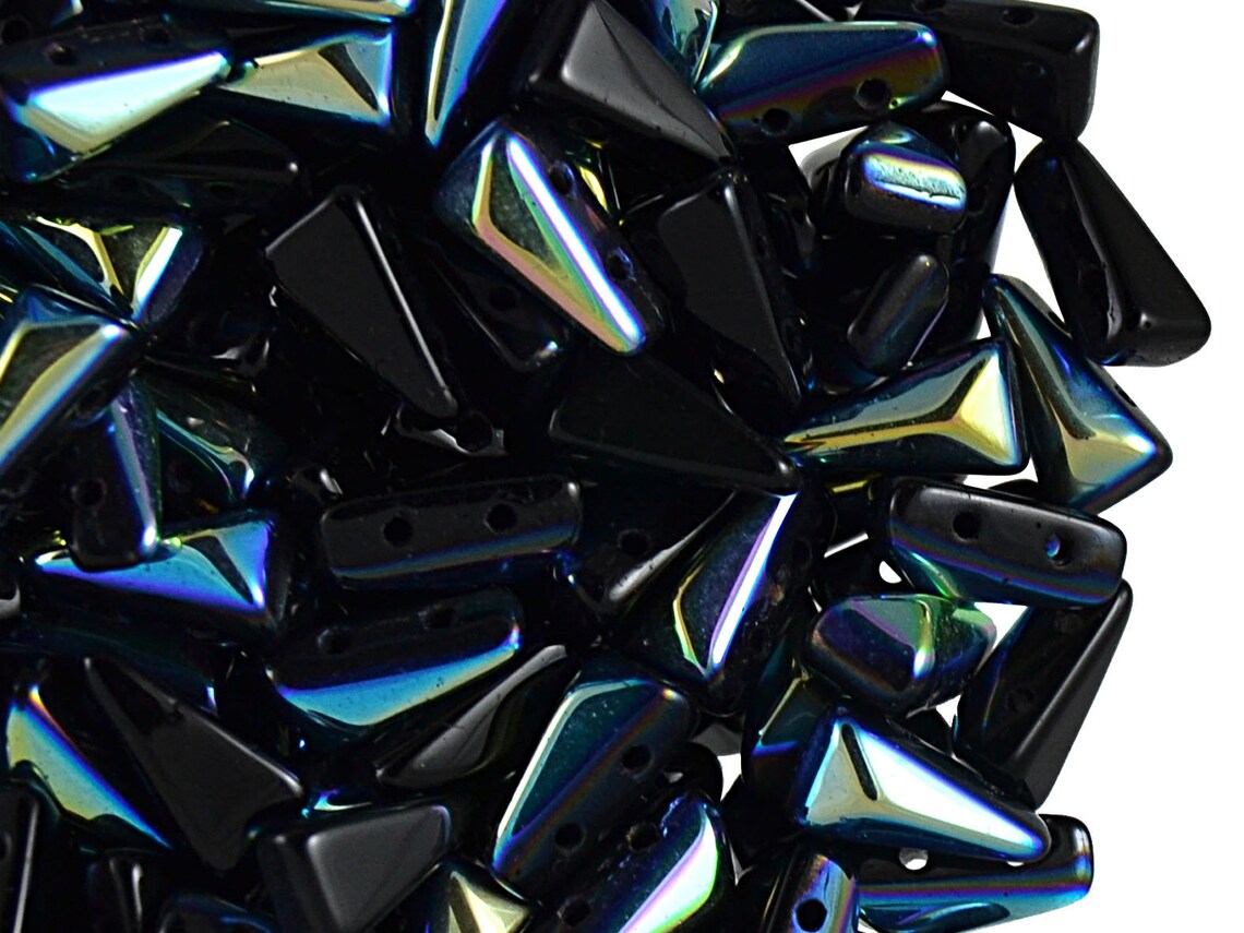 30pcs Vexolo 2hole Pressed Beads 5x8mm Czech Glass Jet AB Etsy