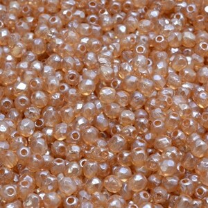 100pcs Fire-Polished Faceted Beads Round 3mm, Czech Glass, Crystal Etched Celsian Full (3FPE002)