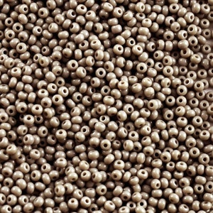 20g 13/0 Czech Glass Seed Beads Preciosa, Grey Natural Opaque (13SB054)