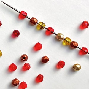 25 g 0,88 oz Mix of Faceted Fire Polished Beads 3 mm, 5 Сolors Fiery Sunset, Czech Glass 3MFP503-625p image 5