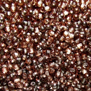 100pcs 3mm Czech Pressed Glass Beads Round Crystal Capri Gold (3RP044)