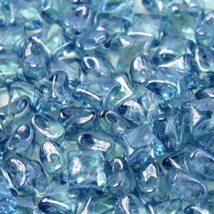 150pcs WibeDuo® Beads, 8x8 mm, 2-Hole, Crystal Baby Blue Luster (00030/14464), Czech Glass, (AWIB001-150p)
