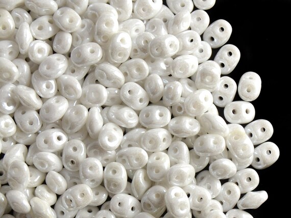20gr SuperDuo Beads Turquoise Green White Luster 2 Holes Czech Glass Seed Beads 2.5x5mm