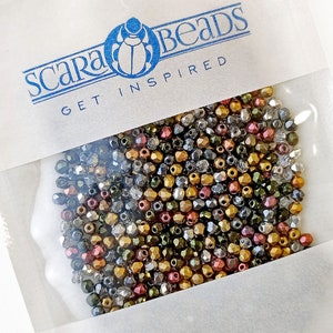 25 g 0,88 oz Mix of Faceted Fire Polished Beads 3 mm, 5 Сolors Meteor Rain, Czech Glass 3MFP504-625p image 6