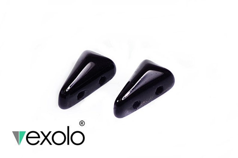 30pcs Vexolo 2-hole Pressed Beads 5x8mm VX022 Czech Glass Jet Black