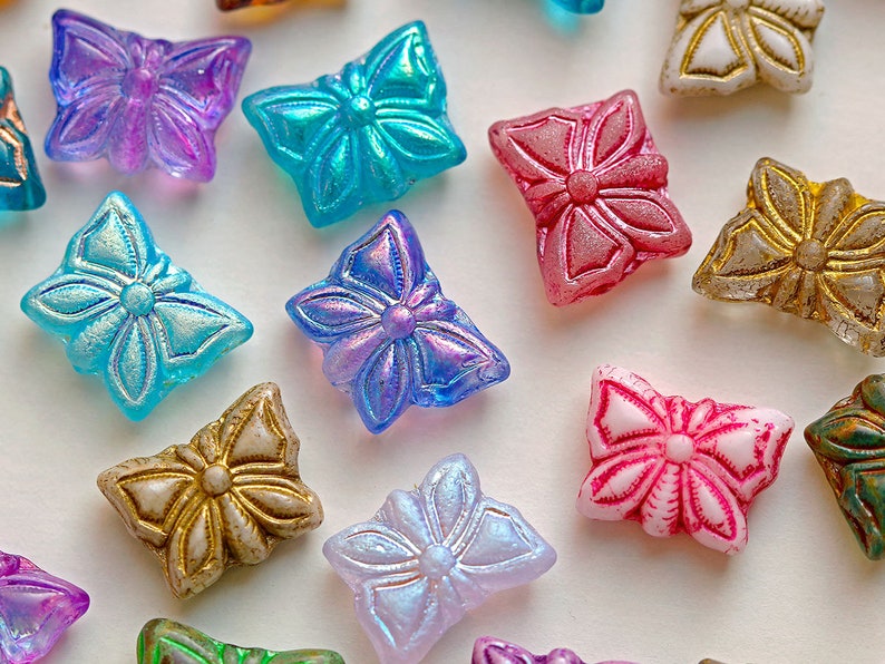 15 pcs Butterfly Beads 15x12 mm, Mix, Czech Glass BTFMIX image 2