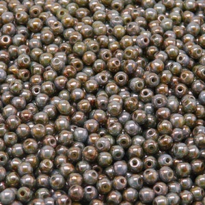 100pcs 3mm Czech Pressed Glass Beads Round Chalk Gray Glaze (3RP007)