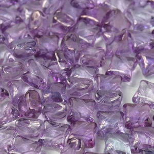 150pcs WibeDuo® Beads, 8x8 mm, 2-Hole, Crystal Lila Vega Luster (00030/15726), Czech Glass, (AWIB003-150p)