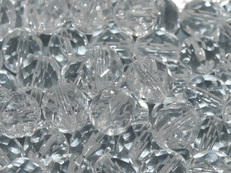00030 10FP012 Crystal Czech Glass 10 pcs Fire-Polished Faceted Beads Round 10mm