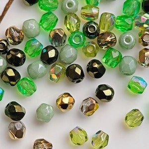 25 g 0,88 oz Mix of Faceted Fire Polished Beads 3 mm, 5 Сolors Forest Haze, Czech Glass 3MFP507-625p image 5