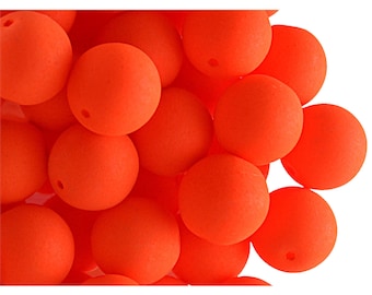 24 pcs 10 mm Perles pressées rondes en verre tchèque ESTRELA NEON (UV actif) Orange (n°25122-10)