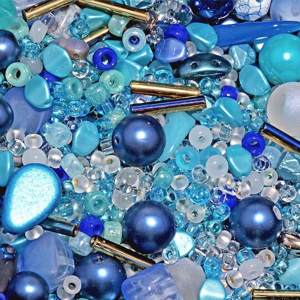 65 g (2,29 oz) Mélange unique de perles de verre pour la fabrication de bijoux, Laponie, verre tchèque (MIXS198-65 g)