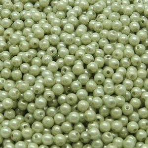 100pcs 3mm Czech Pressed Glass Beads Chalk Light Green Luster (3RP092)