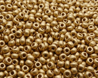 Perlas de vidrio checo Preciosa 6/0, 20 g, color dorado claro sedoso (6SB052)