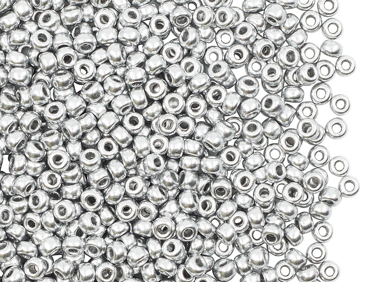 小物 COMTESSE 20g 8/0 Czech Glass Seed Beads Rocailles, Aluminum Silver
