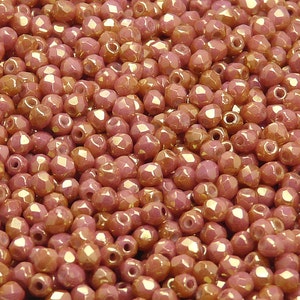 100pcs Czech Fire Polished Faceted Glass Beads Round 3mm Chalk Red Luster (3FP032)