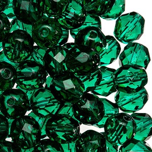 25 stuks Tsjechische vuurgepolijste facetgeslepen glaskralen, rond 8 mm smaragdgroen (8FP004)