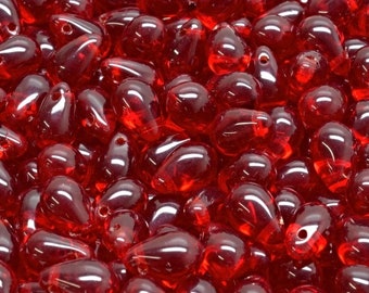 30pcs Teardrop Shaped Beads 6x9mm, Dark Ruby (90100), Czech Glass (TD049-30p)