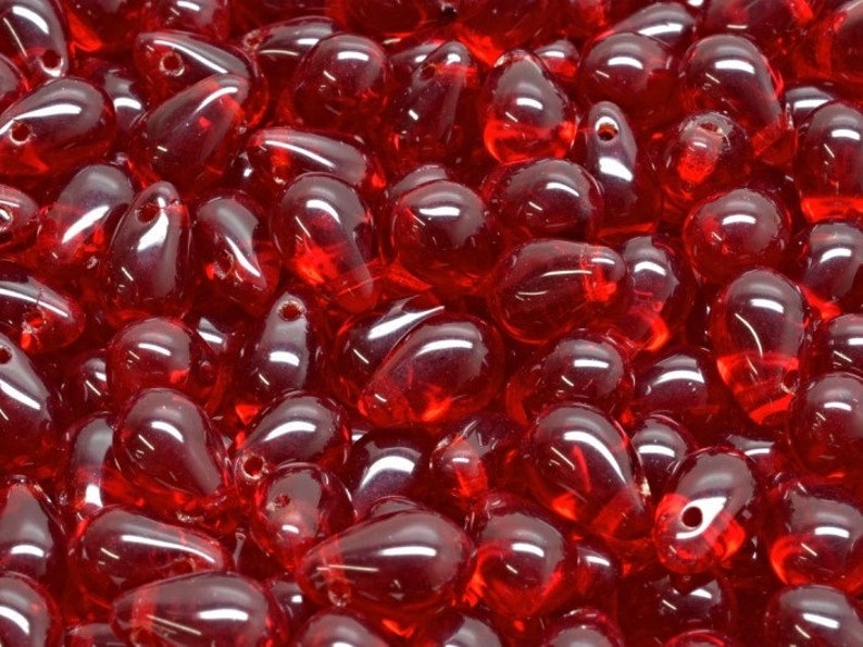 30pcs Teardrop Shaped Beads 6x9mm, Dark Ruby 90100, Czech Glass TD049-30p image 1