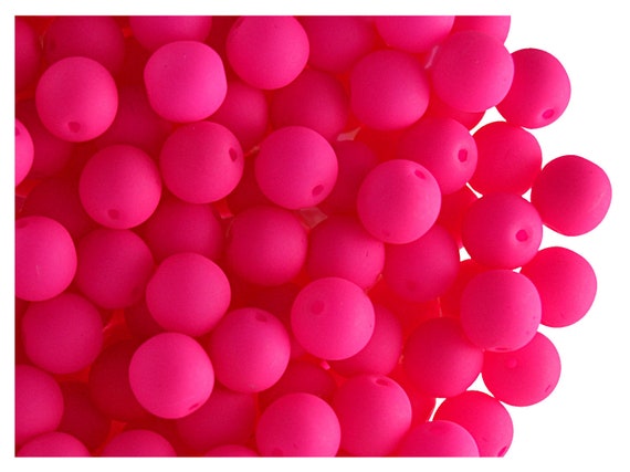 UV Active ORANGE 6 mm 50 pcs Czech Glass Round Pressed Beads ESTRELA NEON