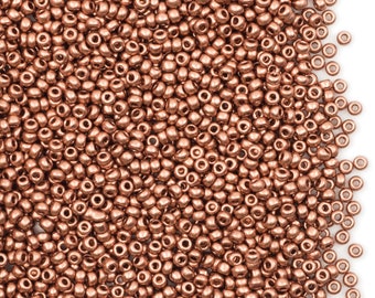 20g Czech Glass Seed Beads Preciosa, 11/0, Round Hole, Vintage Copper (11SB129)