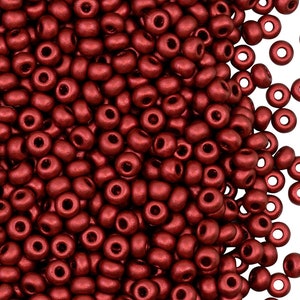 Cuentas de vidrio checo Rocailles de 20 g, 8/0, color rojo lava (8SB059)