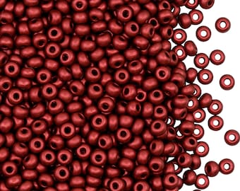 Cuentas de vidrio checo Rocailles, 20 g, 8/0, color rojo lava (8SB059)