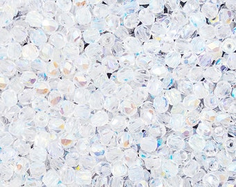 100 cuentas de vidrio facetadas checas pulidas al fuego, redondas, de 3 mm, cristal AB (3FP002)