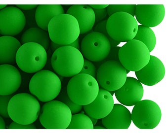 30pcs 8mm Czech Glass Round Pressed Beads ESTRELA NEON (UV Active) Green (nr25124-8)