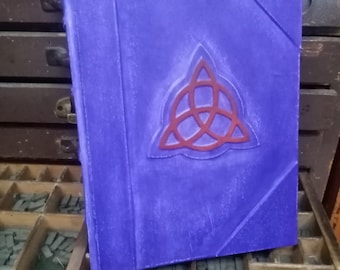 CHARMED book of shadows-wicca-REFILLABLE-puste strony, skóra fioletowa
