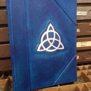 CHARMED book of shadows-wicca-REFILLABLE- blank pages, grimoire  Blue leather