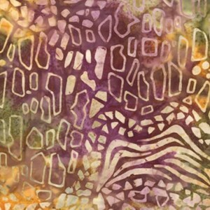 May include: Abstract fabric with a brown, purple, and white pattern. The pattern features a variety of shapes and lines, creating a unique and interesting design.